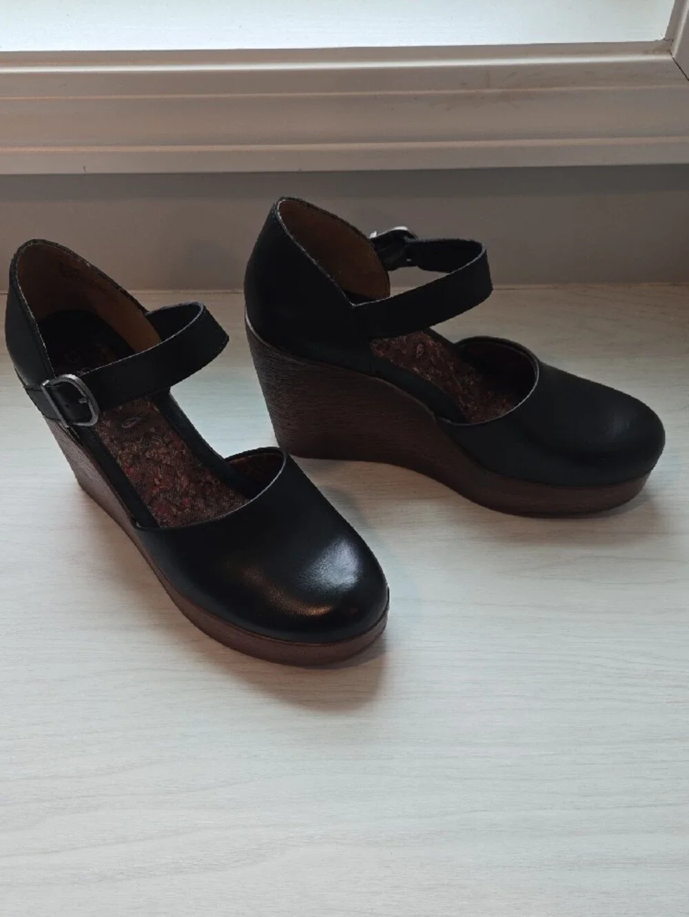 boc Black Platform Mary Jane Wedges with Ankle Strap